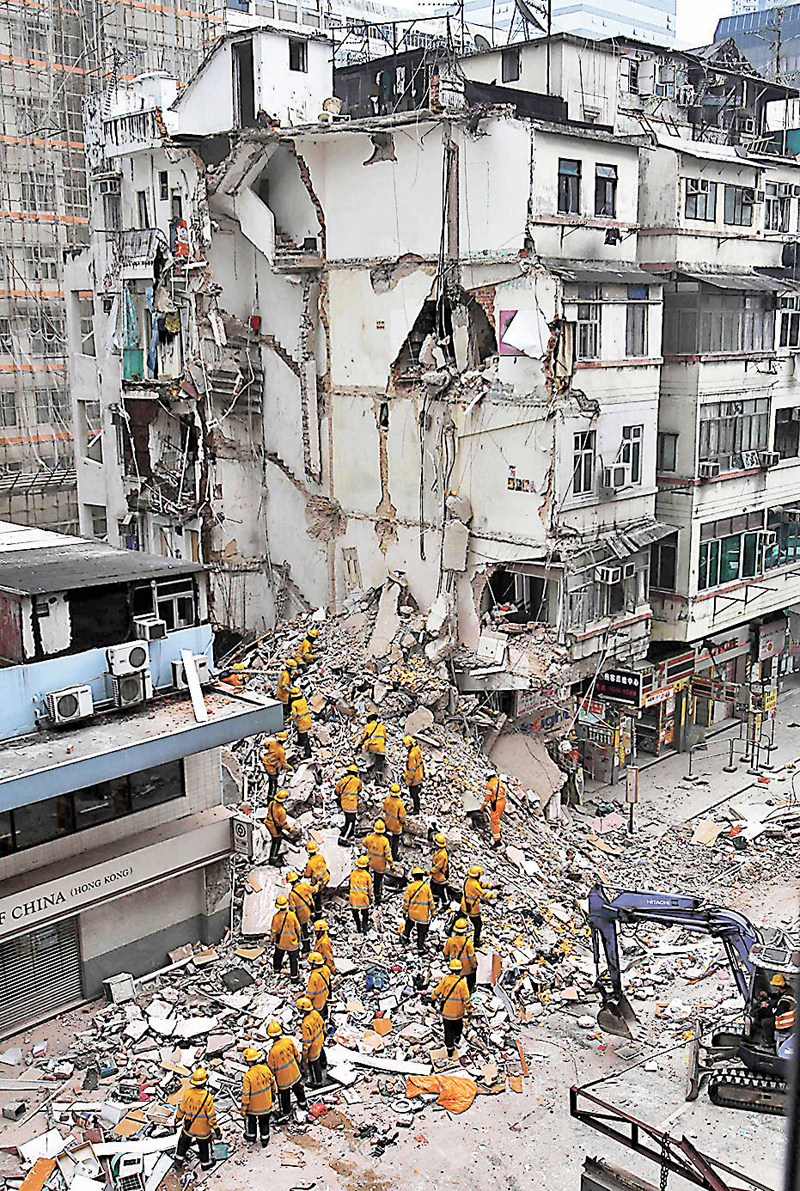 ◆12年前馬頭圍道塌樓慘劇。資料圖片
