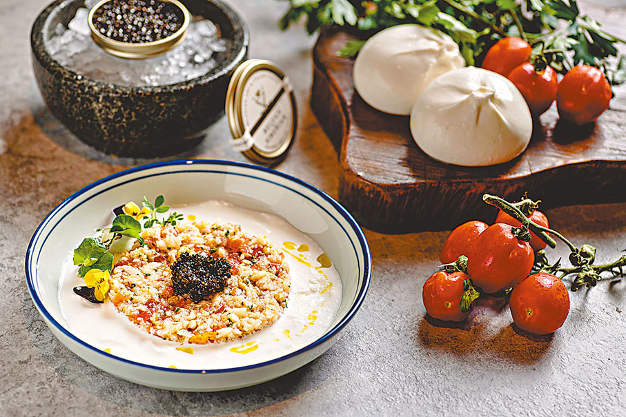 ◆粉紅蝦韃靼配鱘魚子醬及流心芝士忌廉