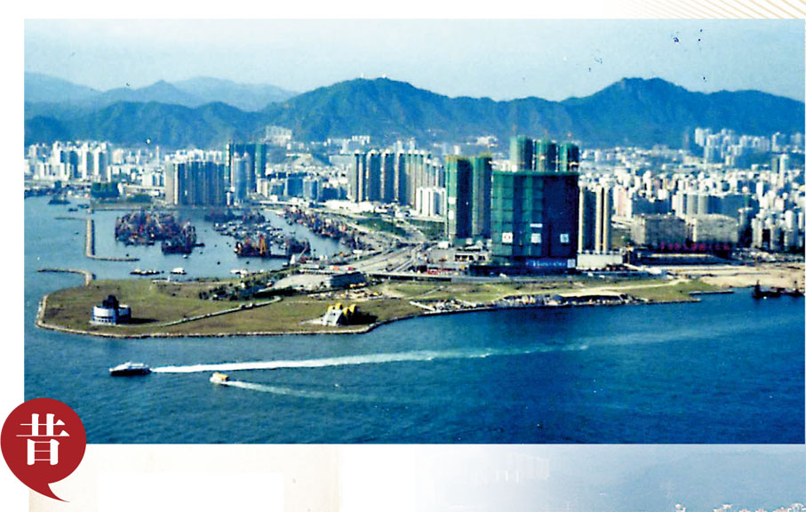 【西九文化區】西九龍位於香港九龍半島西面一帶，屬於油尖旺區及深水埗區，於上世紀九十年代開展填海規劃。圖為開展填海後的景象。