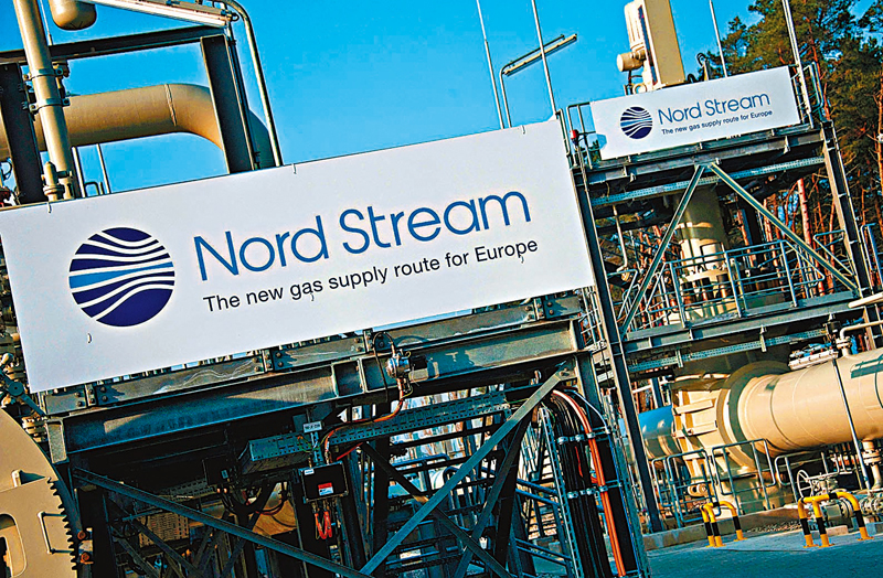 ◆ Gazprom上月開始大幅削減透過「北溪一號」管道輸往德國的天然氣。圖為北溪天然氣管道。 法新社
