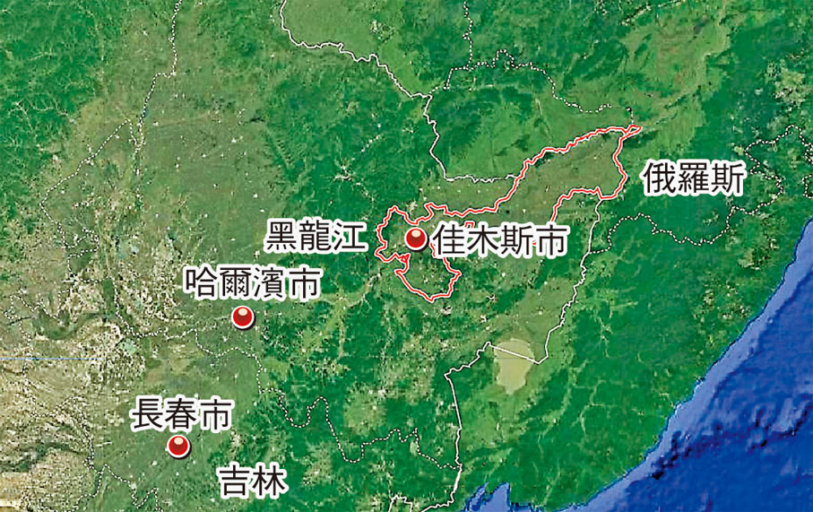 黑龍江省佳木斯市地理示意圖