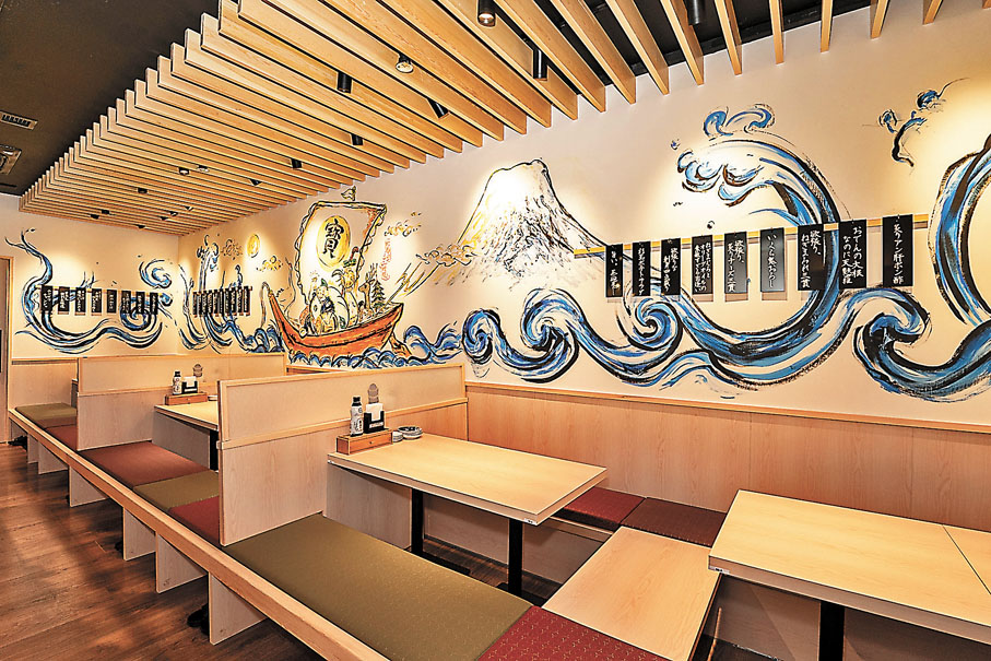 ◆日本過江龍居酒屋裝潢設計加入各式壁畫