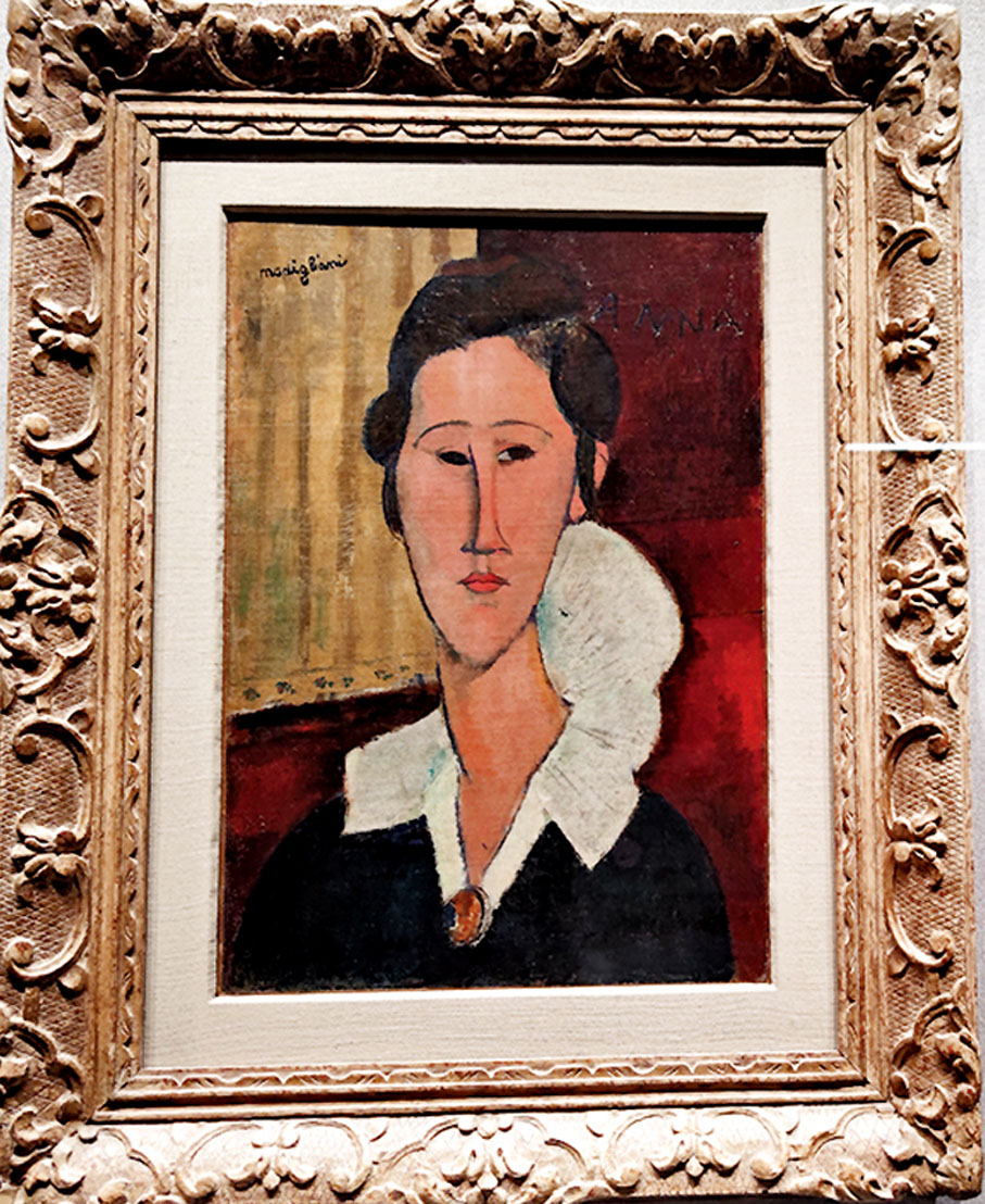 ◆莫迪利亞尼《漢卡·扎布羅夫斯卡肖像》。