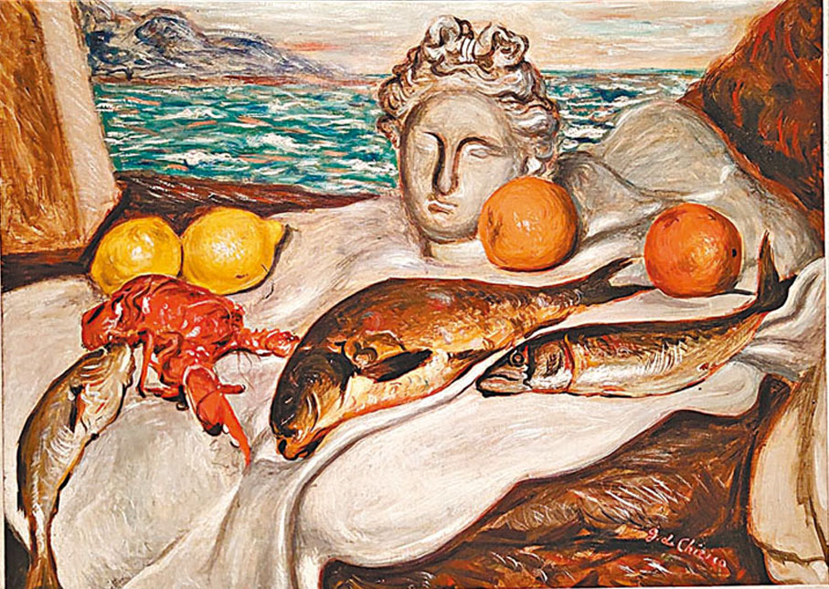 ◆德·基里科《靜物與魚》。