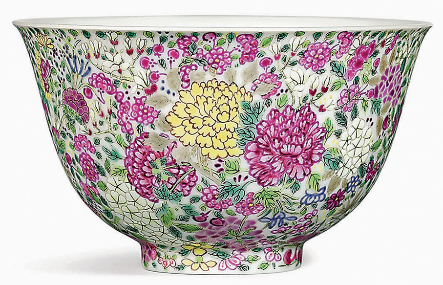 ◆清雍正琺瑯彩萬花錦紋盌