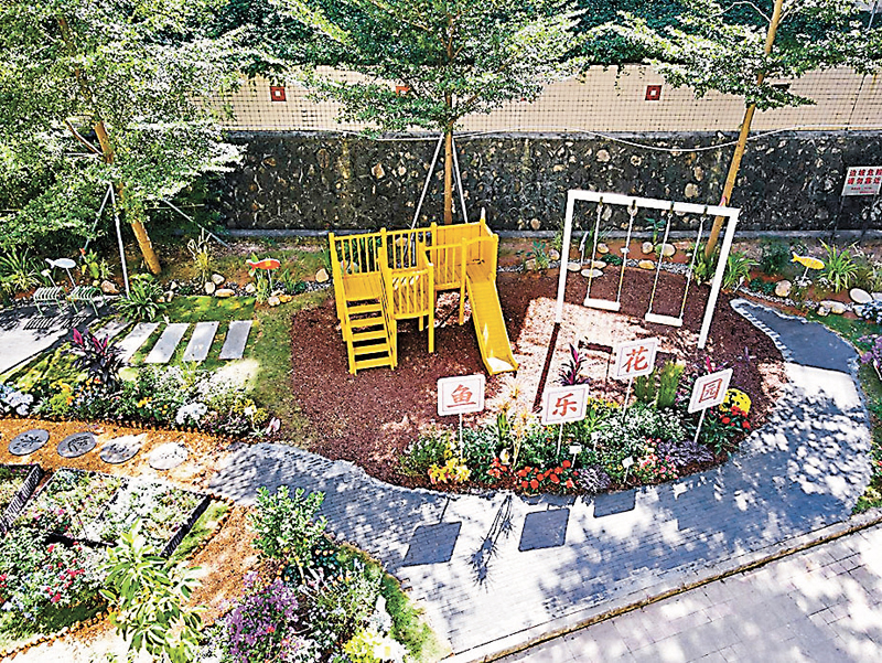 ◆ 深圳各區共建花園達240個。圖為龍華區魚樂花園。受訪者供圖