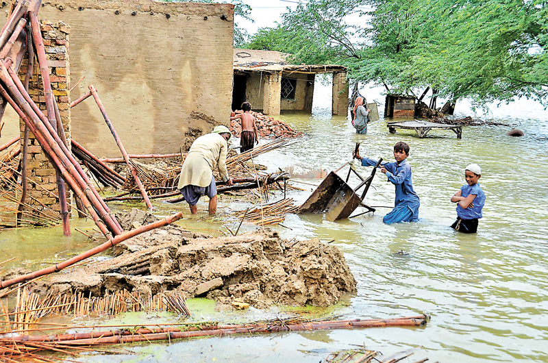 ◆巴基斯坦全國近22萬間房屋被沖毀。 美聯社