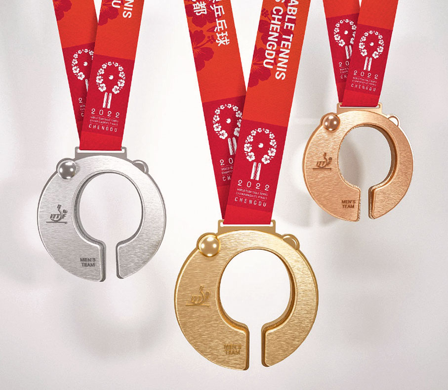 ◆ 成都世乒賽團體賽獎牌設計發布。 WTT微博圖片