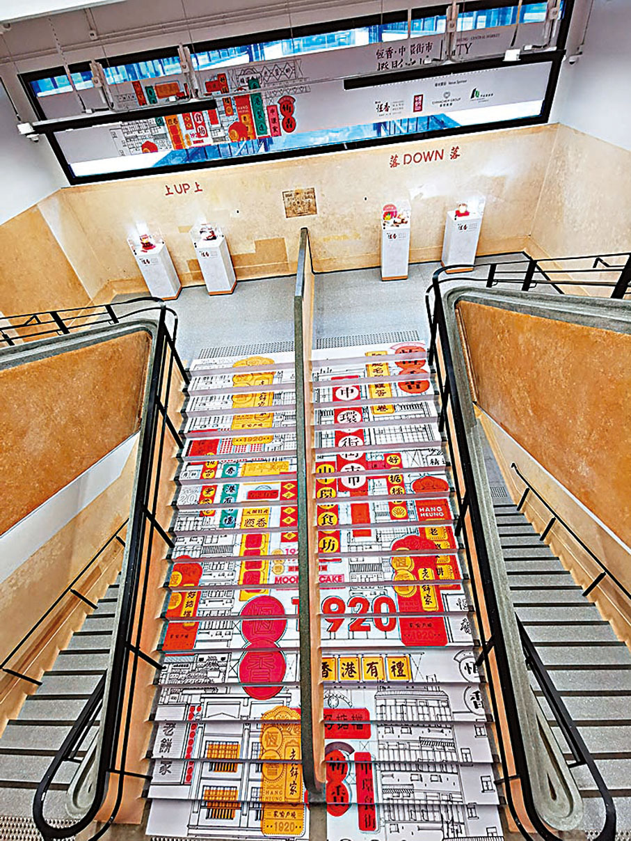 ◆樓梯設香港樓景打卡牆供打卡。