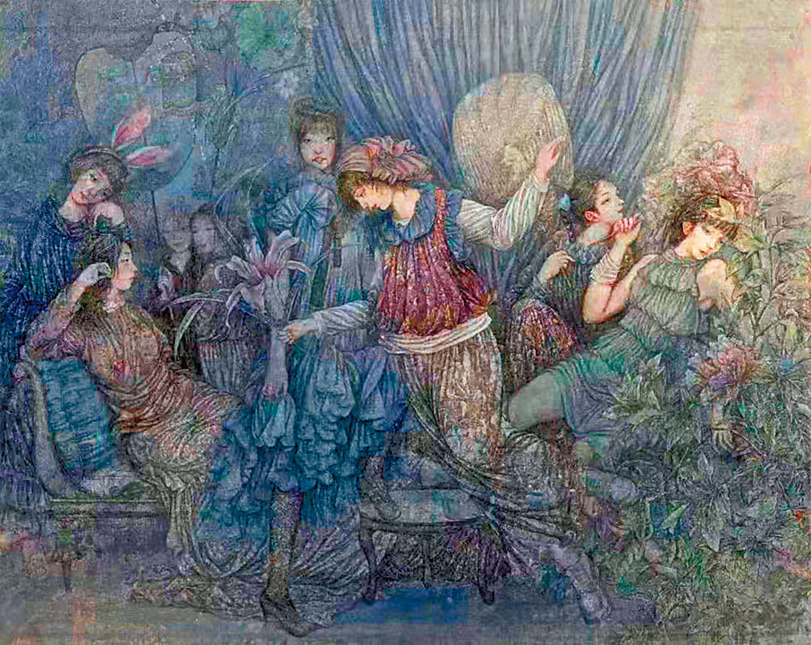 ◆室內遊戲   崔進   紙本設色  2020年