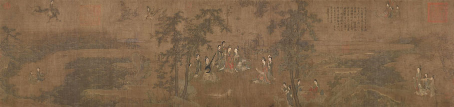 【阮郜 閬苑女仙圖】◆此畫被認為是五代阮郜唯一的傳世真跡，以巨幅卷軸表現豐富畫面，並以女性為主題，十分罕見。