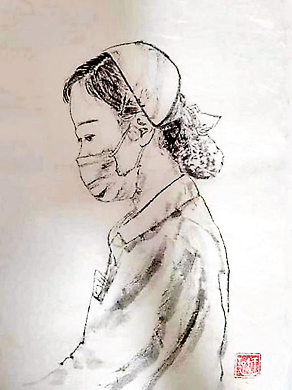 ◆王璐作品《眼神堅定的護士小姐姐》。 受訪者供圖