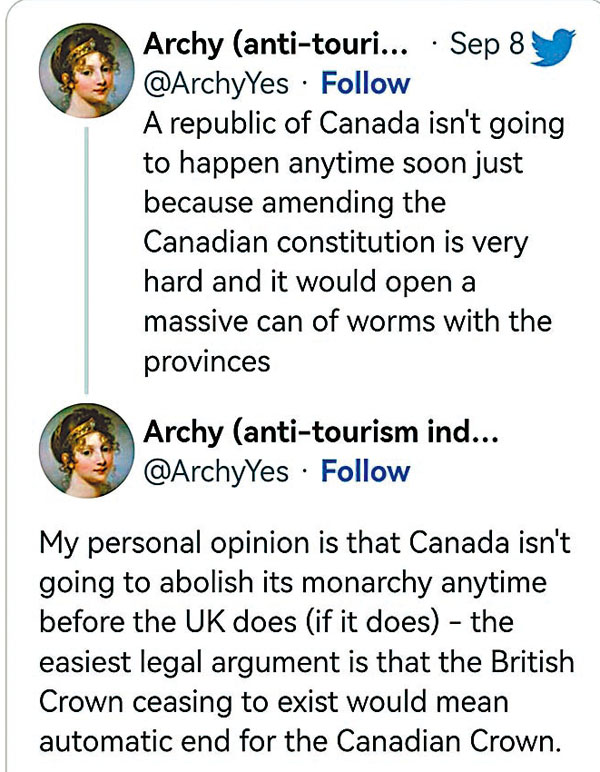 ◆有網民指加拿大不會主動與英國王室割席，最好是英國王室自動消失。成小智 攝
