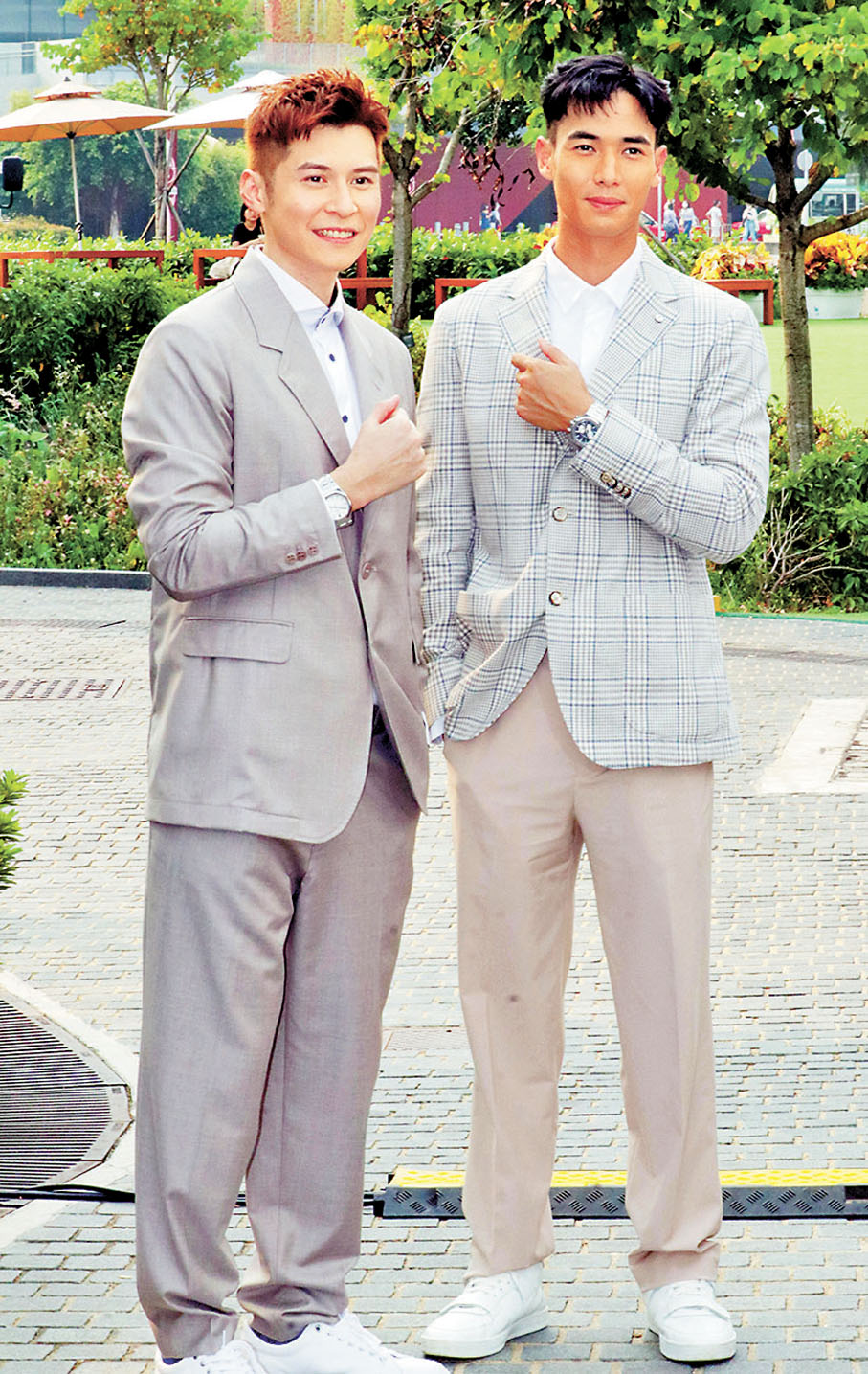 ◆準人夫陳家樂(左)昨日出席活動。