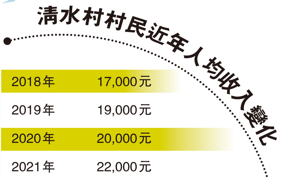 清水村村民近年人均收入變化