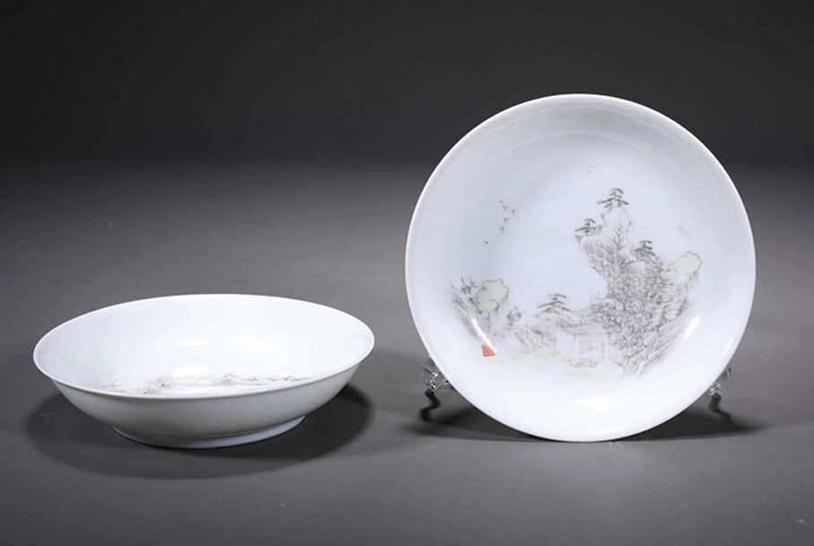 ◆澄懷園製墨彩山水人物碟