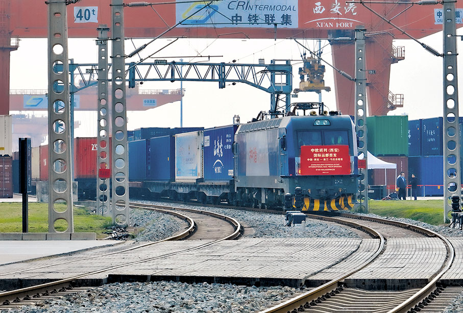◆9月16日，中歐班列長安號國際運郵專線在西安國際港站首發。 受訪者供圖