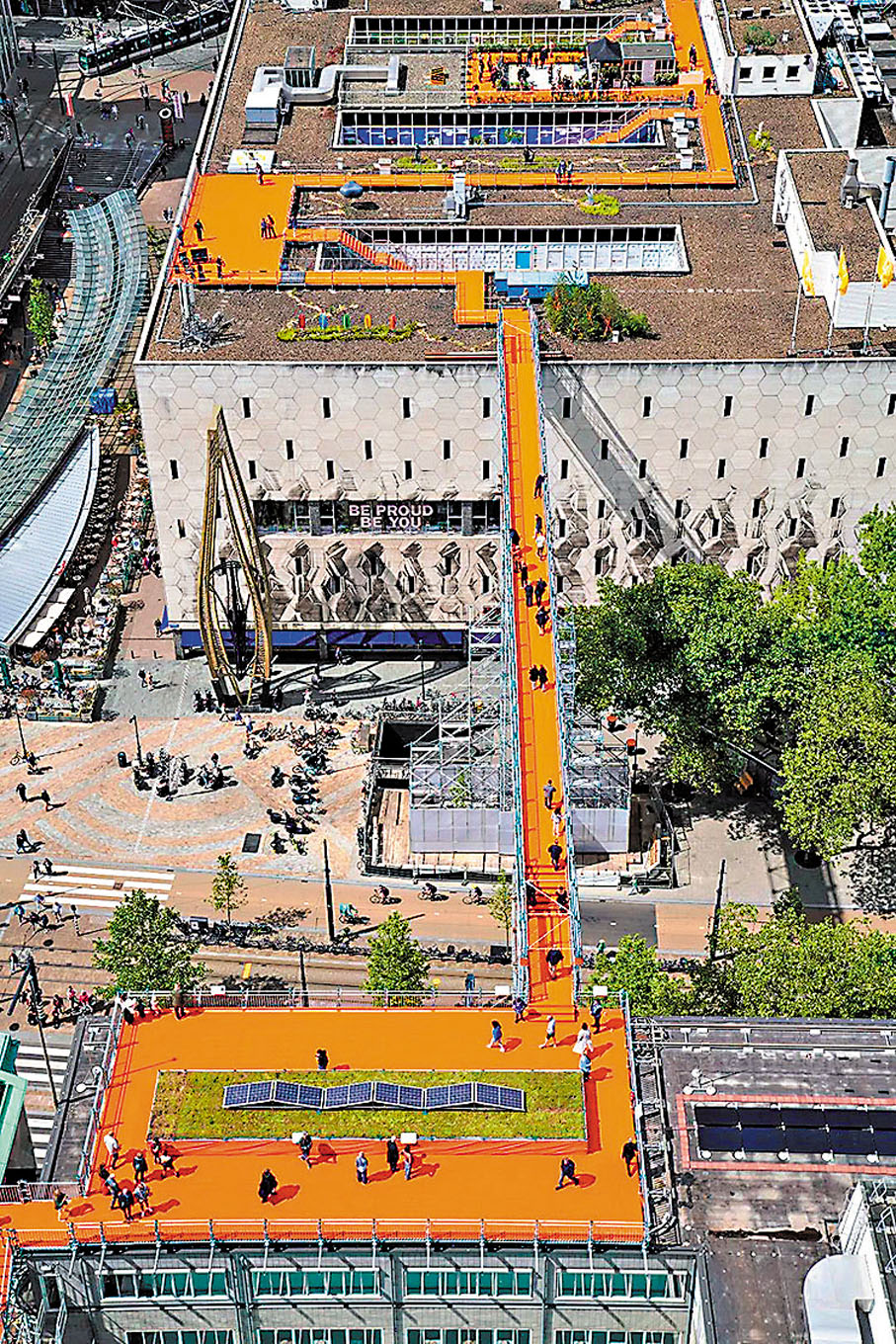 ◆荷蘭鹿特丹世貿中心的屋頂步道。 資料圖片