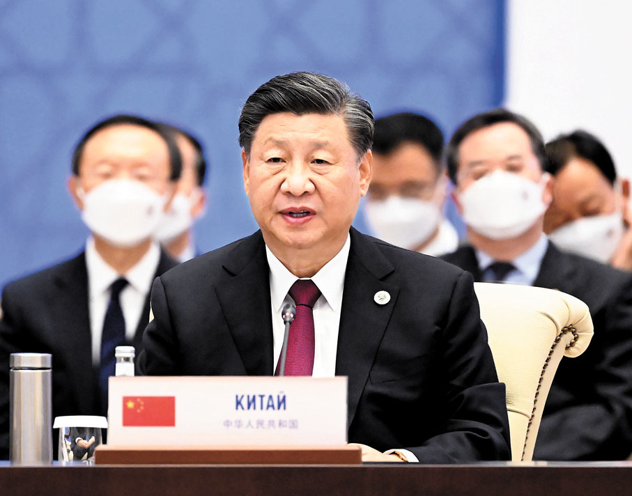 ◆當地時間9月16日，國家主席習近平在撒馬爾罕國際會議中心出席上海合作組織成員國元首理事會第二十二次會議並發表重要講話。 資料圖片