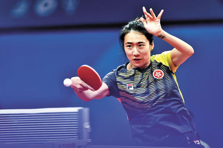 ◆朱成竹獨取兩分，助港隊力挫法國隊。新華社