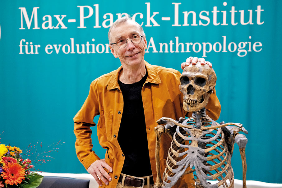 ◆佩博在其位於德國萊比錫的進化人類學研究所召開記者會，慶祝奪得諾貝爾獎。 美聯社