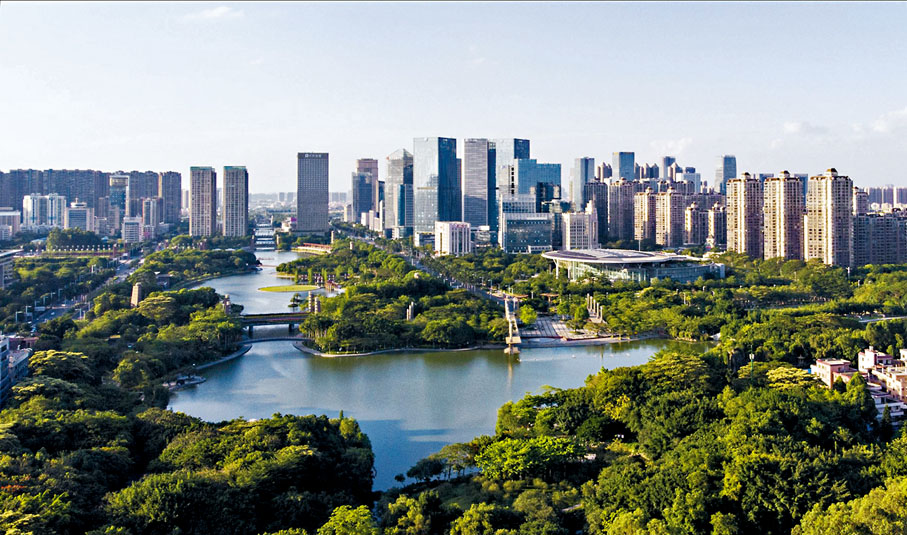 ◆周麗霞的律師事務所在的大樓外可見佛山千燈湖片區。    網上圖片