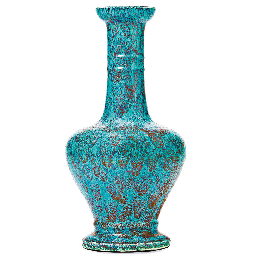 ◆清雍正 孔雀毛爐鈞釉弦紋塔式瓶