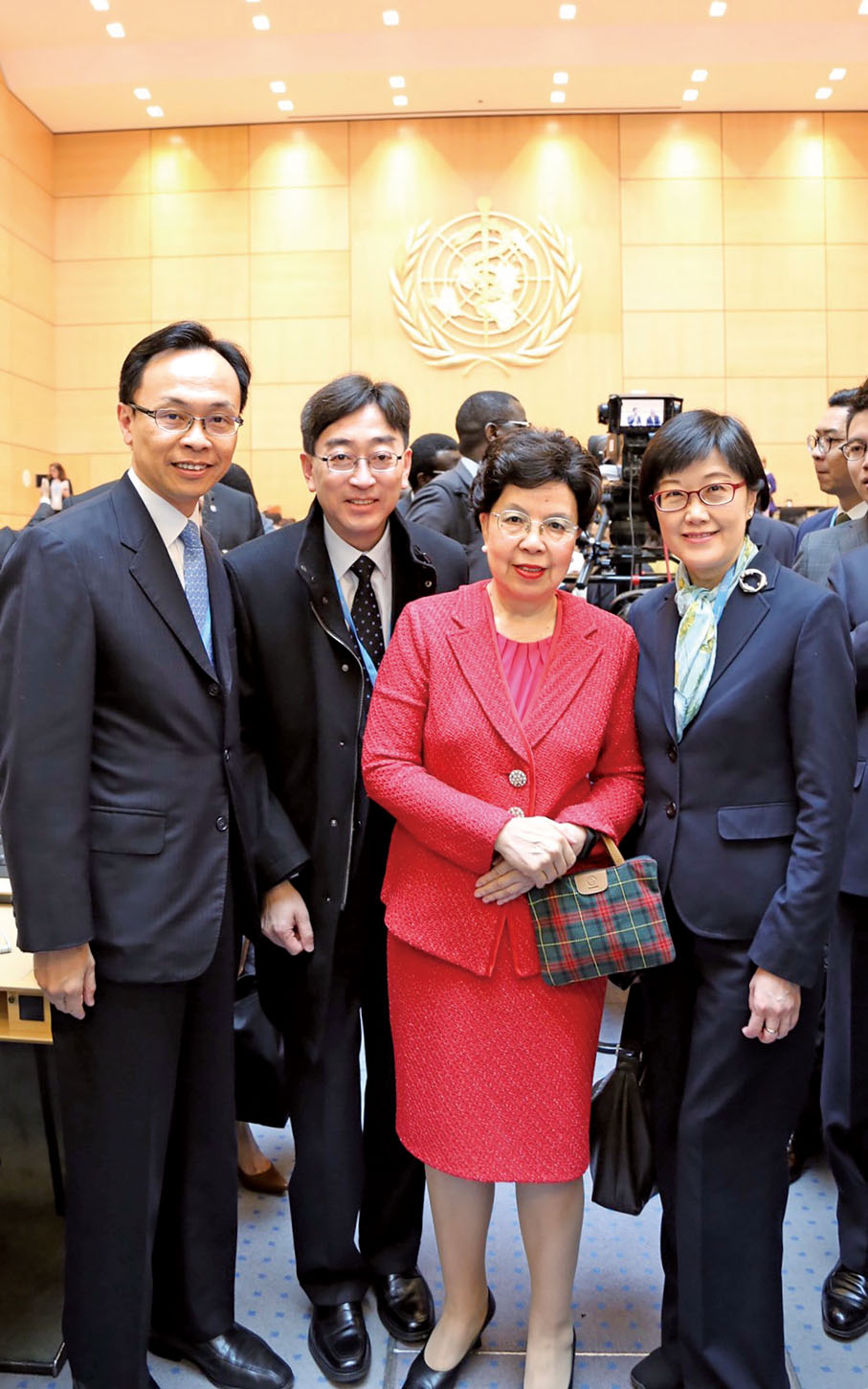 ■2017年，時任食物及衞生局局長高永文醫生在瑞士日內瓦出席世界衞生組織第七十屆世界衞生大會，與聶德權、陳馮富珍和陳漢儀合照。