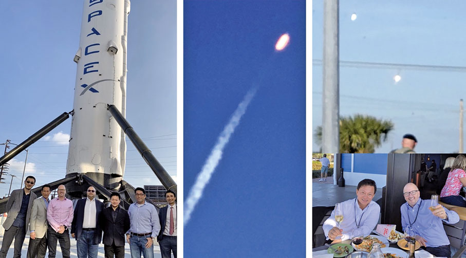 ■黃秋智參觀美國SpaceX洛杉磯總部,和觀賞SpaceX在佛羅里達州Cape Canaveral的歷史性「回收火箭」發射,並與人員慶祝。