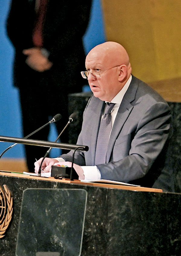 ◆ 涅邊賈斥責聯大針對決議表決形式所作的決定是「雙重標準」。 法新社