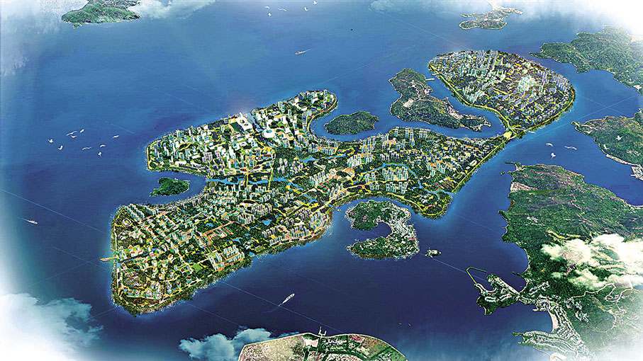 ◆圖為團結香港基金公布的「強化東大嶼都會」計劃電腦效果圖。 資料圖片