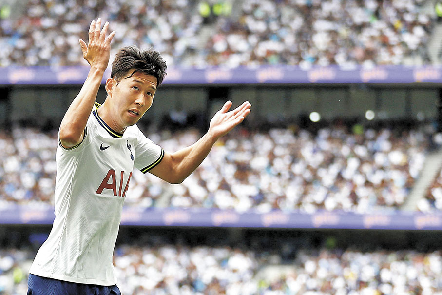 ◆孫興民近仗重拾射門鞋。 法新社