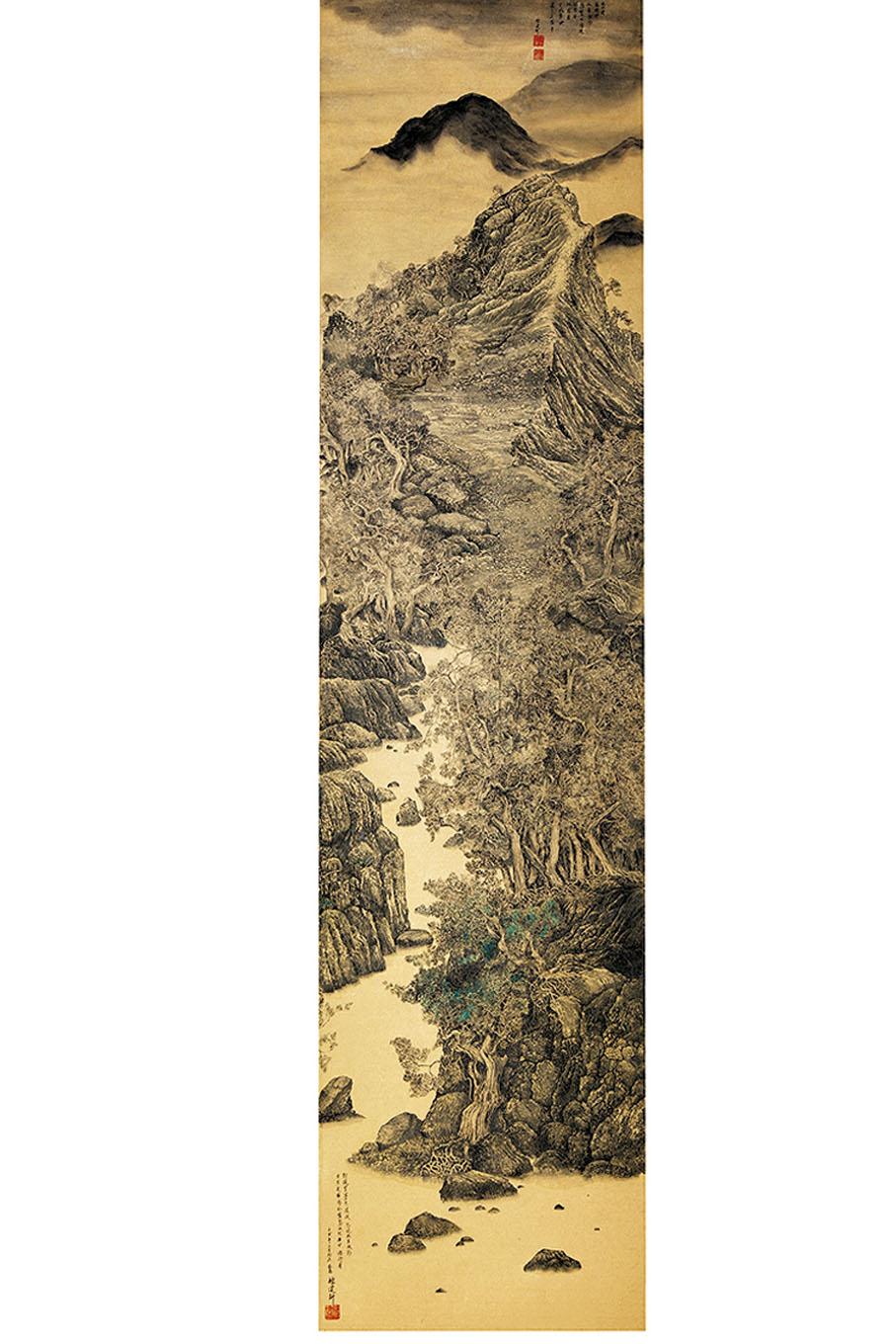 ◆《修行者》，水墨竹宣，138cm x 34cm