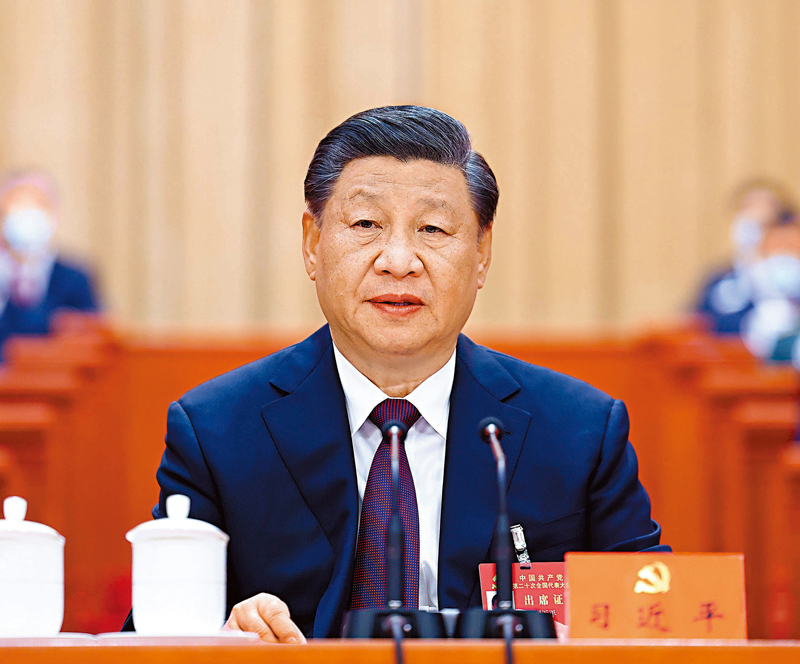 ◆10月22日，中國共產黨第二十次全國代表大會在北京人民大會堂勝利閉幕。習近平主持大會。 新華社