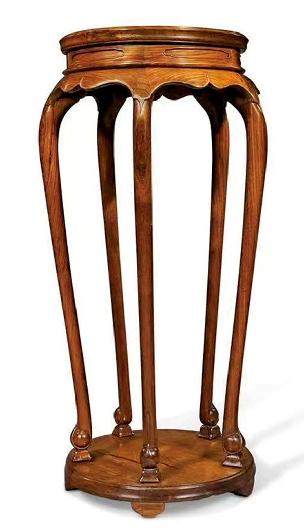 ◆ 17世紀 黃花梨五足圓香几