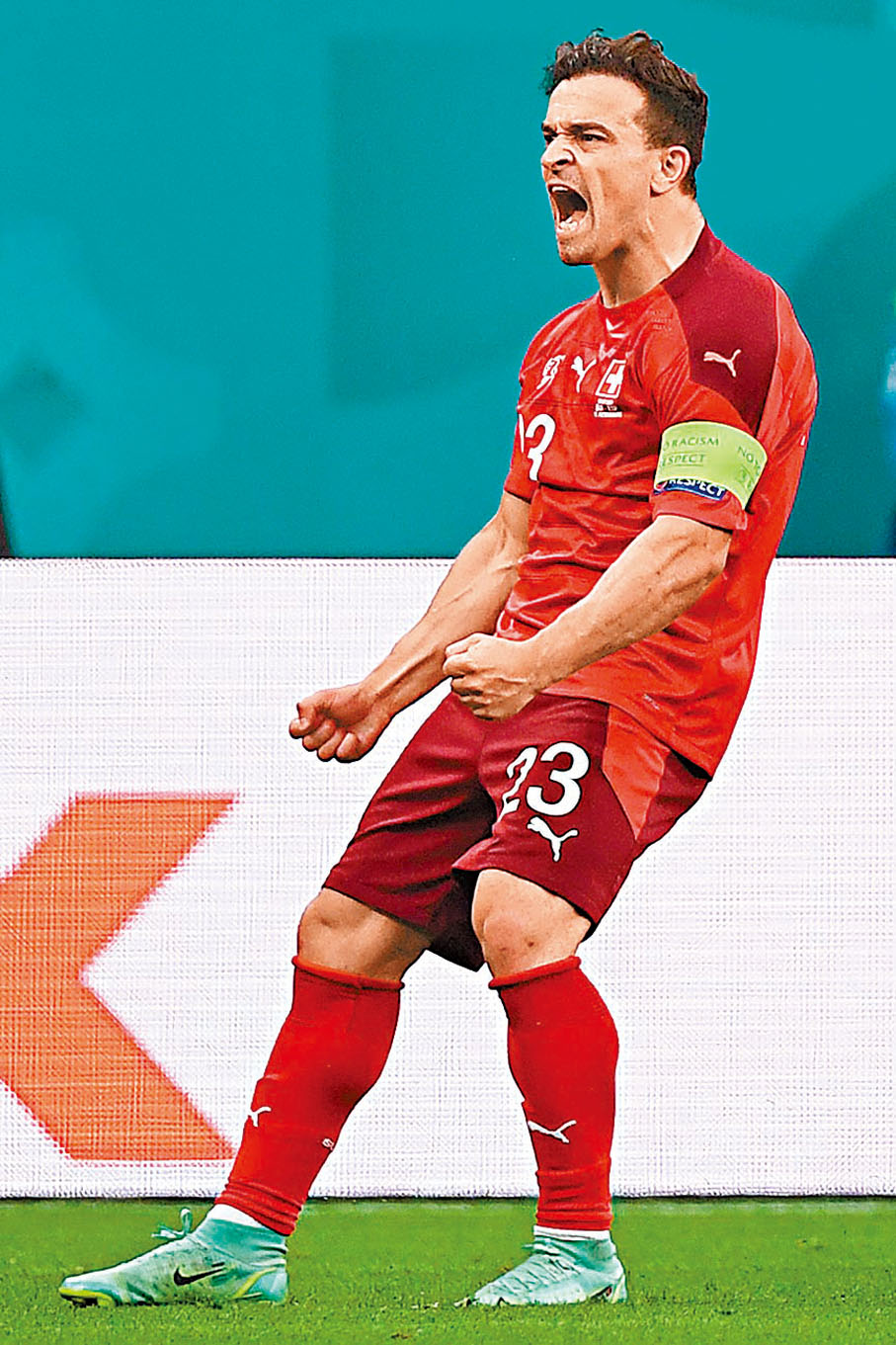 ◆去年成為瑞士隊第5名出戰達百場的球員，今年要轉赴美職落班的31歲翼鋒梳頓沙基利勝在擁有曾三戰世盃決賽周的豐富經驗。  法新社