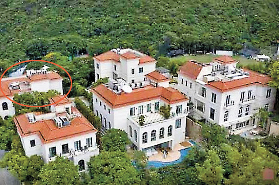 ◆ 紅圈所示為傳被接管的許家印7億山頂豪宅。 網絡圖片