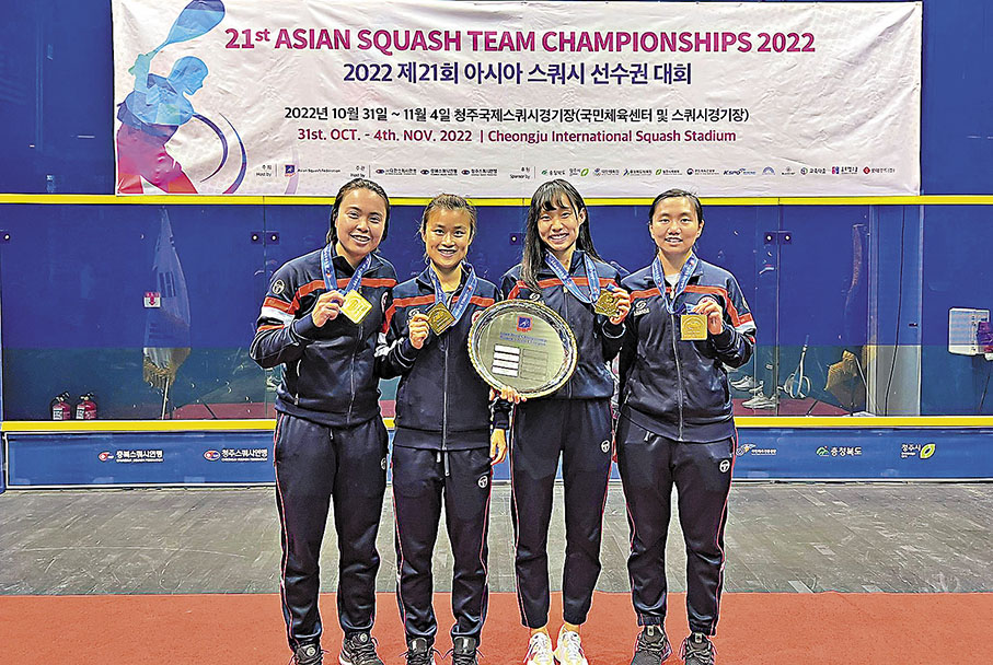 ◆香港女子壁球隊勇奪亞錦賽冠軍。 壁總圖片