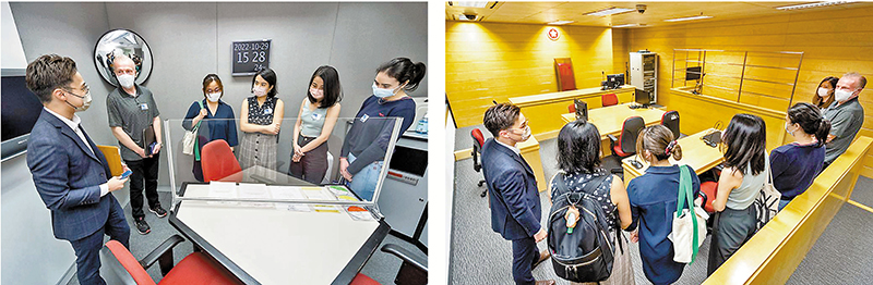 ◆PCLL的學生參觀廉署錄影會面室、列隊認人室及展覽廳等設施。 廉署供圖