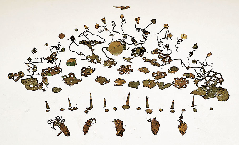 ◆精美的唐代二品命婦禮冠構件。