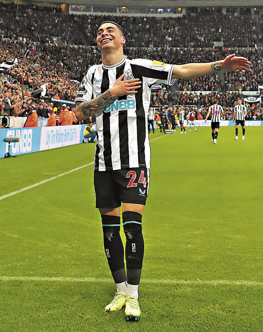 ◆近況大勇的射手米基爾阿米朗，將肩負紐卡素入球重責。  路透社