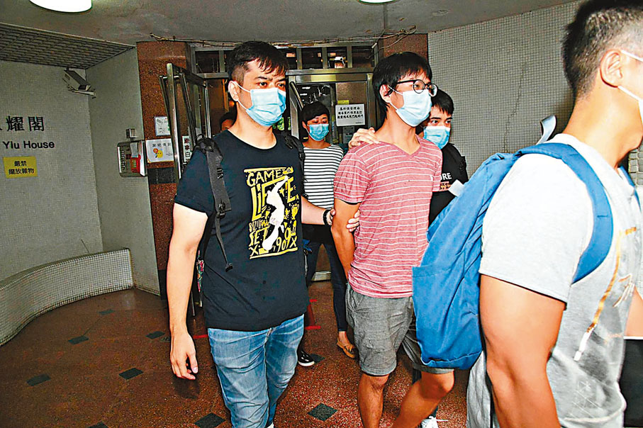 ◆理大男生呂世瑜（短褲者）涉煽動分裂國家被判囚5年。資料圖片