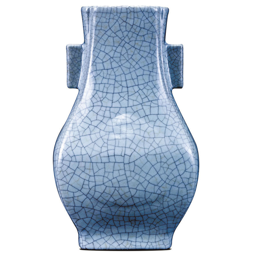 ◆清乾隆仿哥釉貫耳壺