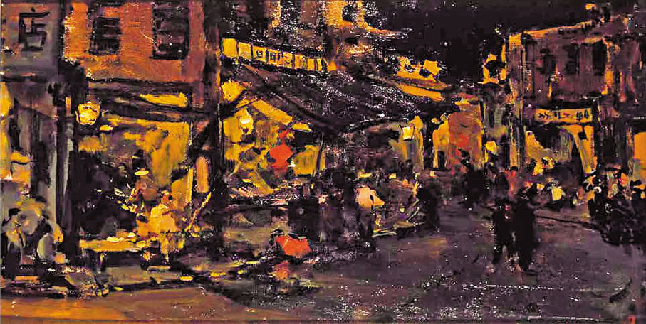 ◆《杭州涌金門老街夜色》（1956年）　茅建興  攝