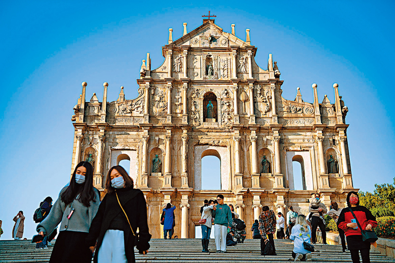 ◆澳門今日起放寬由香港特區、台灣地區及外國入境澳門的檢疫安排。圖為澳門名勝大三巴。 資料圖片