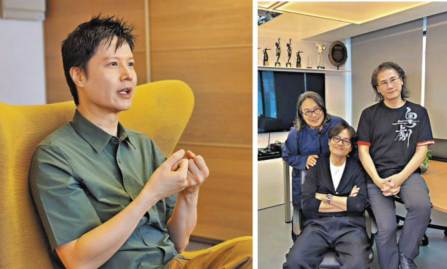 ◆（左圖）高世章的藝術細胞來自外公白玉堂、母親尤敏。（右圖）原來林家棟（中）曾和米雪姐在新加坡義演《帝女花》，有過演粵劇的難忘經驗。 作者供圖