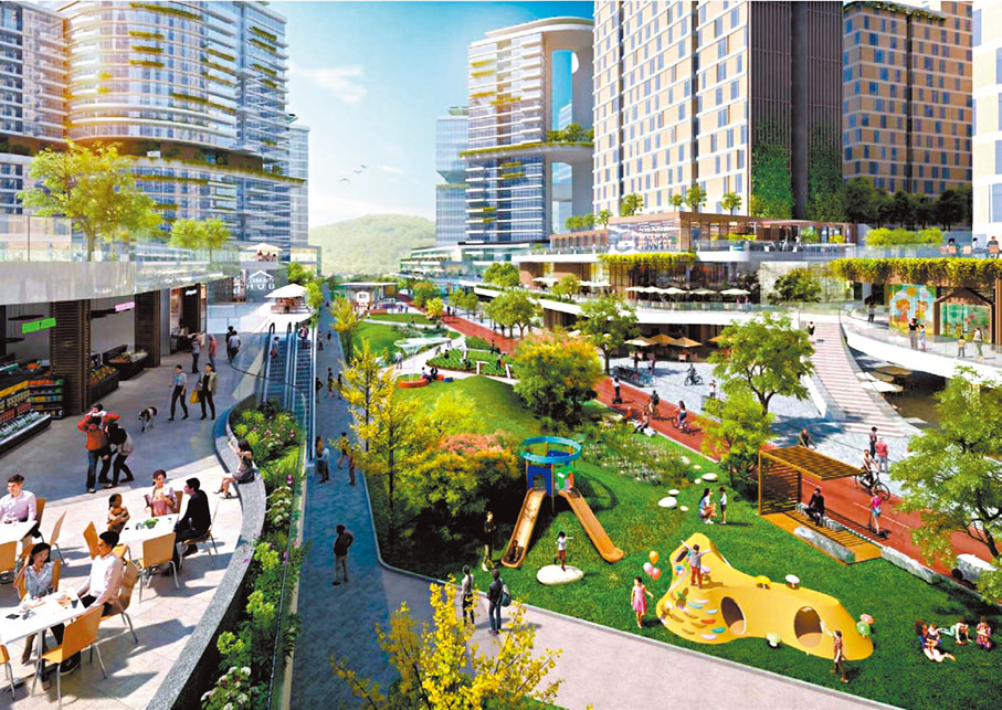 ◆作為未來熟地供應重點，基建設施完備是人口遷入人工島時不可或缺的考慮因素。圖為生活社區模擬圖。來源：發展局