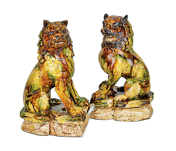 ◆唐三彩獅子(一對)　 圖片來源：香港珍藏大展