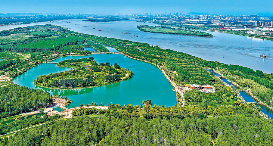 ◆ 南京長江新濟洲國家濕地公園俯瞰。 受訪者供圖