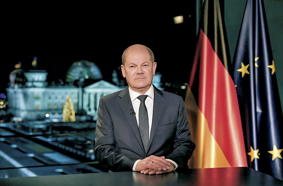 ◆德國總理朔爾茨鼓勵民眾共渡時艱。 美聯社